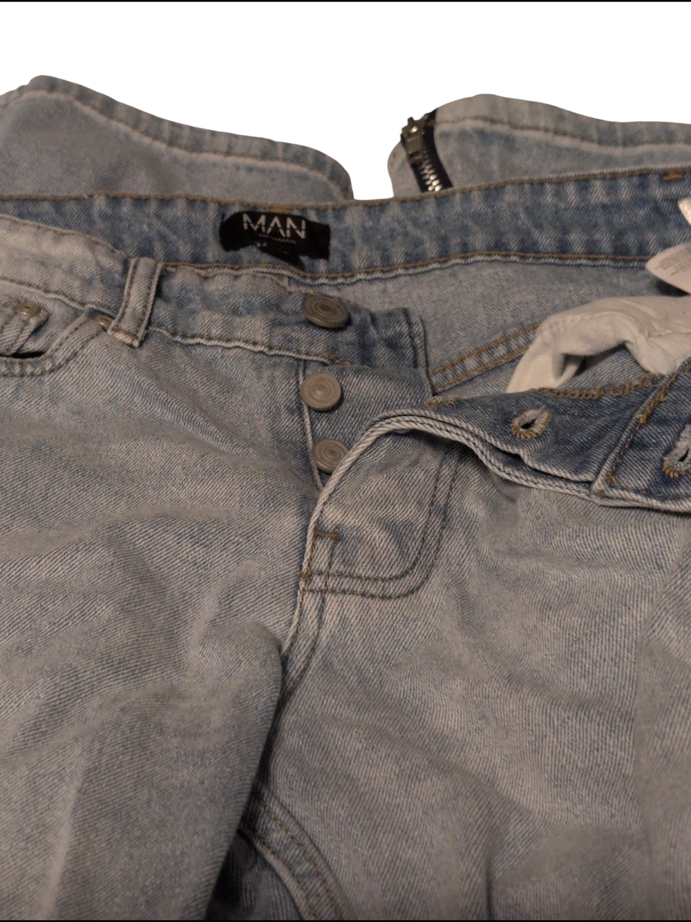 Vintage Man boohooMan Zippers Button Fly Unique Jeans Denim 32x30 - Picture 9 of 14